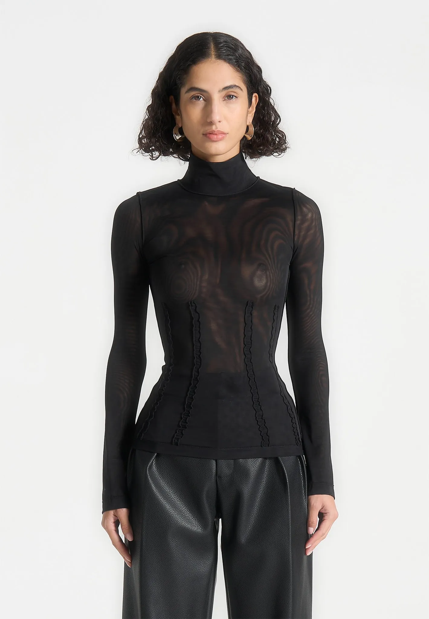 Mesh Double Layer Top - Black