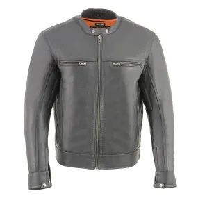 Milwaukee Leather MLM1551 Men's Black Cool-Tec Leather Sporty Lightweight Scooter Style Motorcycle Jacket w/ Liner