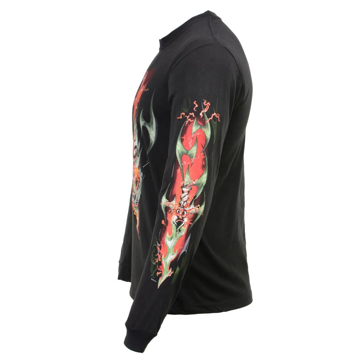 Milwaukee Leather MPMH117005 Men’s ‘Electric Skull’ Long Sleeve Black