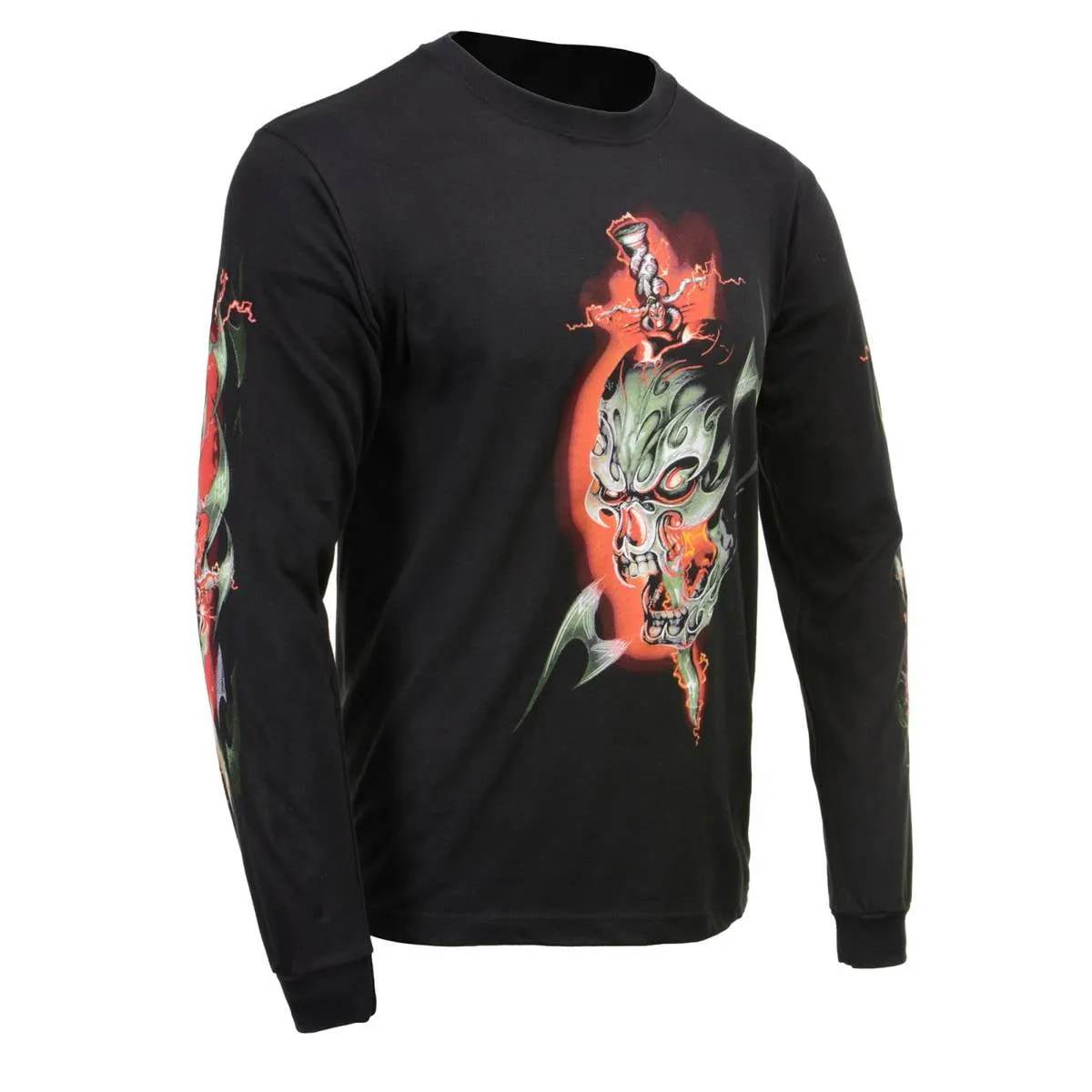 Milwaukee Leather MPMH117005 Men’s ‘Electric Skull’ Long Sleeve Black