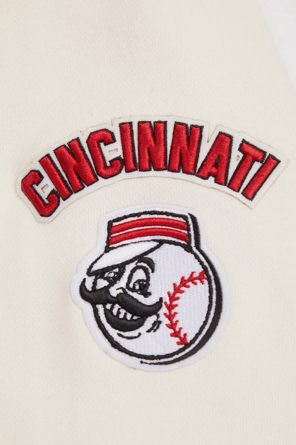 MLB CINCINNATI REDS RETRO CLASSIC WOMEN'S RIB CROPPED PO HOODIE (EGGSHELL/ RED)