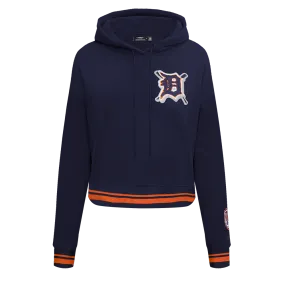 MLB DETROIT TIGERS MASHUP WOMEN'S RIB CROPPED PO HOODIE (MIDNIGHT NAVY/ORANGE/MIDNIGHT NAVY)