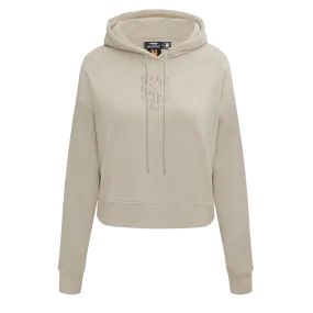 MLB NEW YORK METS NEUTRAL WOMEN'S CROPPED PO HOODIE (TAUPE)