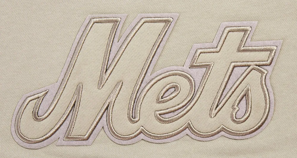 MLB NEW YORK METS NEUTRAL WOMEN'S CROPPED PO HOODIE (TAUPE)