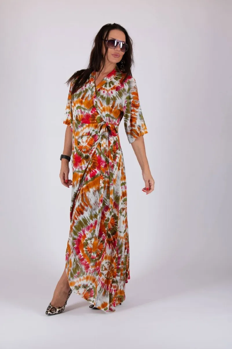 Multicolour Tie dye Wrap Dress ASTRID