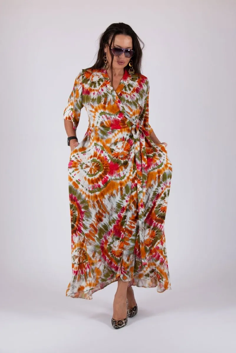 Multicolour Tie dye Wrap Dress ASTRID