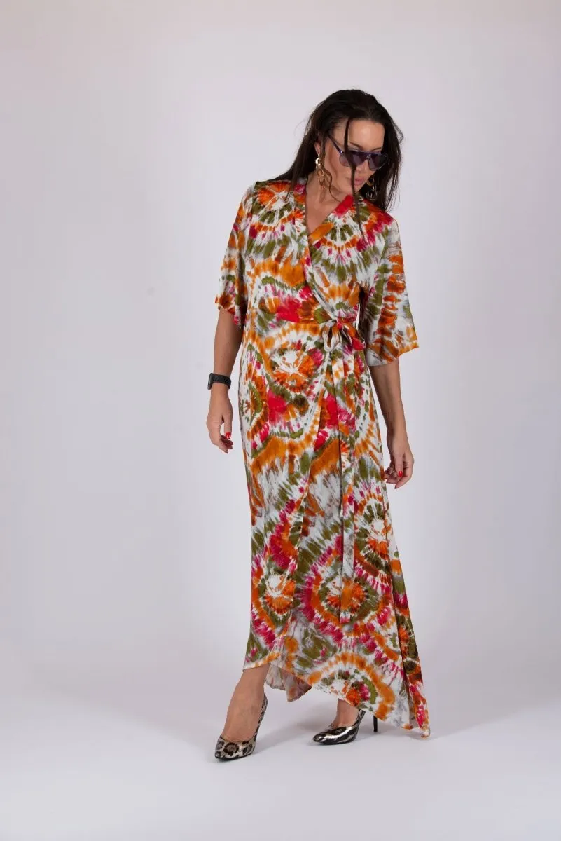 Multicolour Tie dye Wrap Dress ASTRID