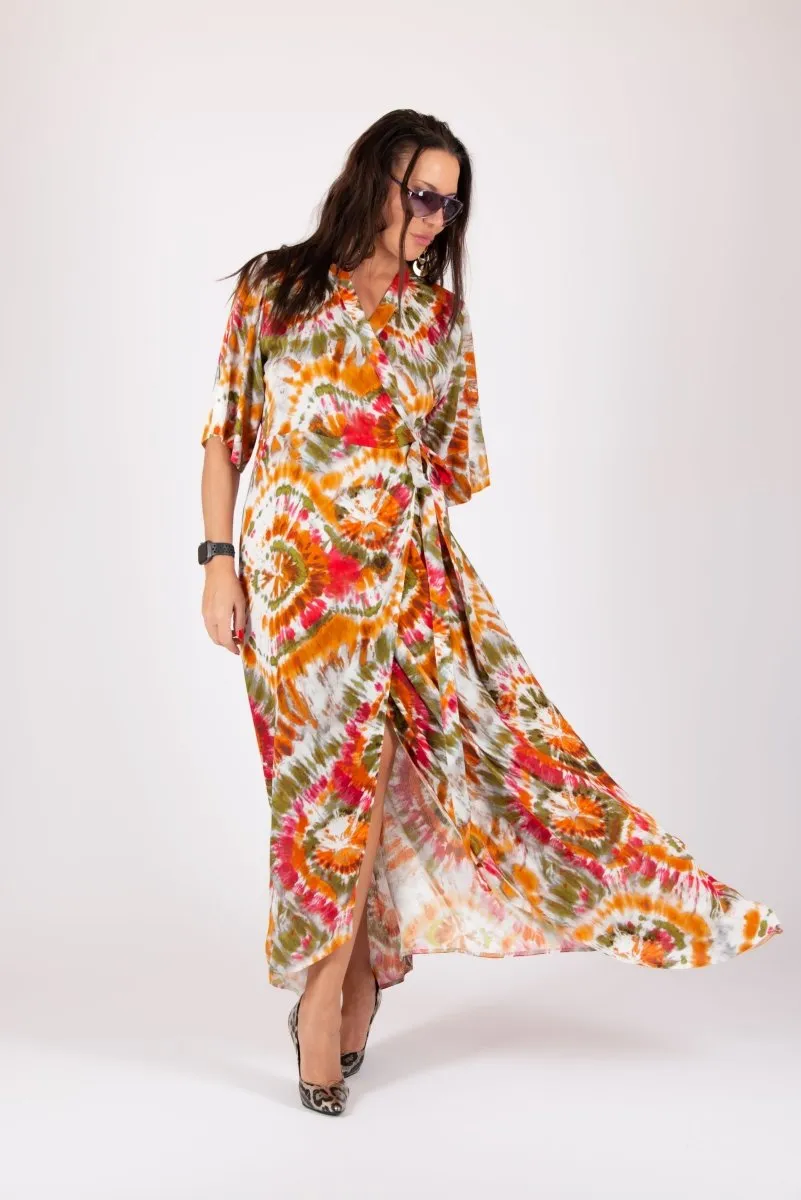 Multicolour Tie dye Wrap Dress ASTRID