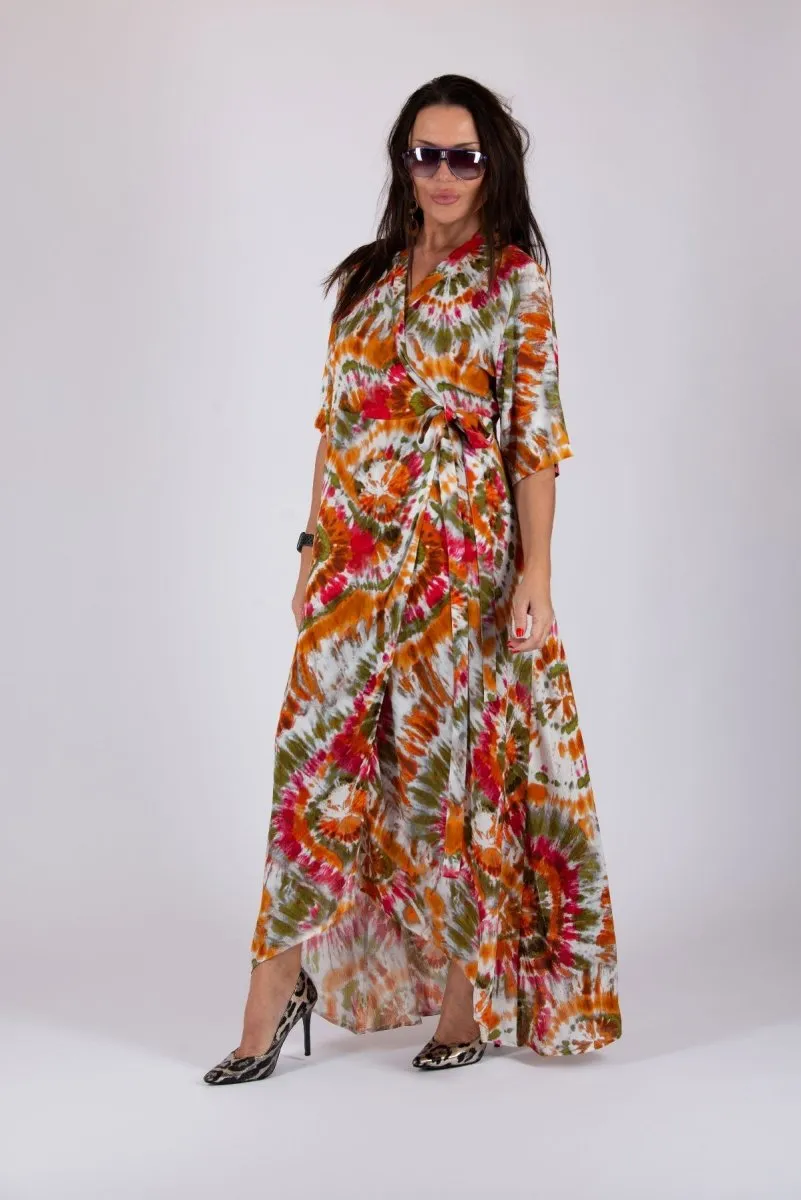 Multicolour Tie dye Wrap Dress ASTRID