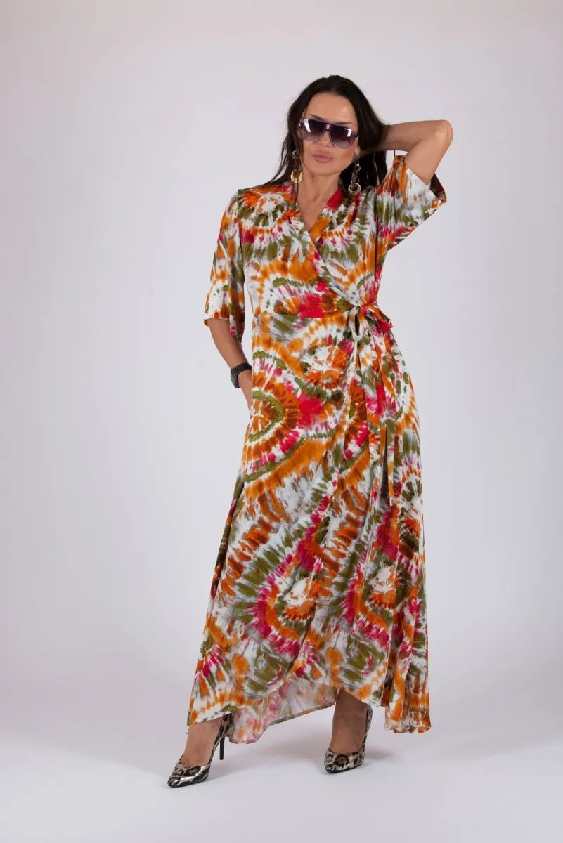 Multicolour Tie dye Wrap Dress ASTRID