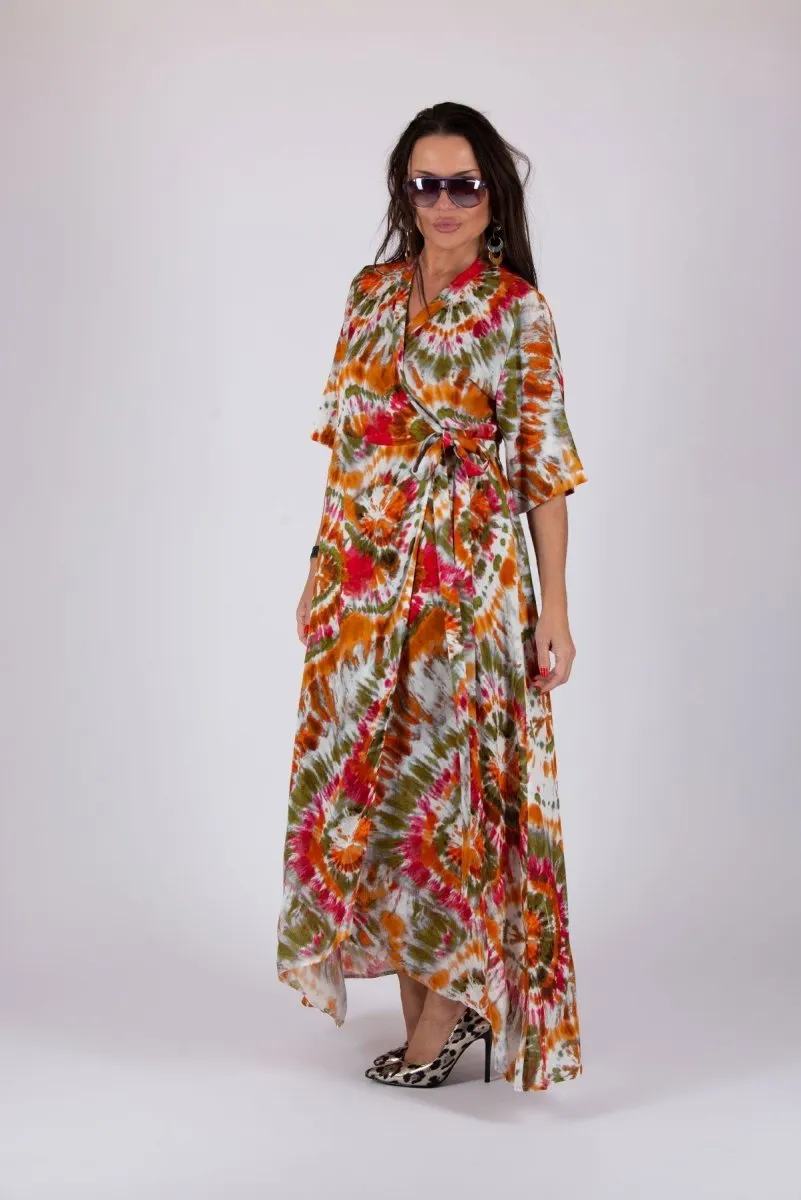 Multicolour Tie dye Wrap Dress ASTRID