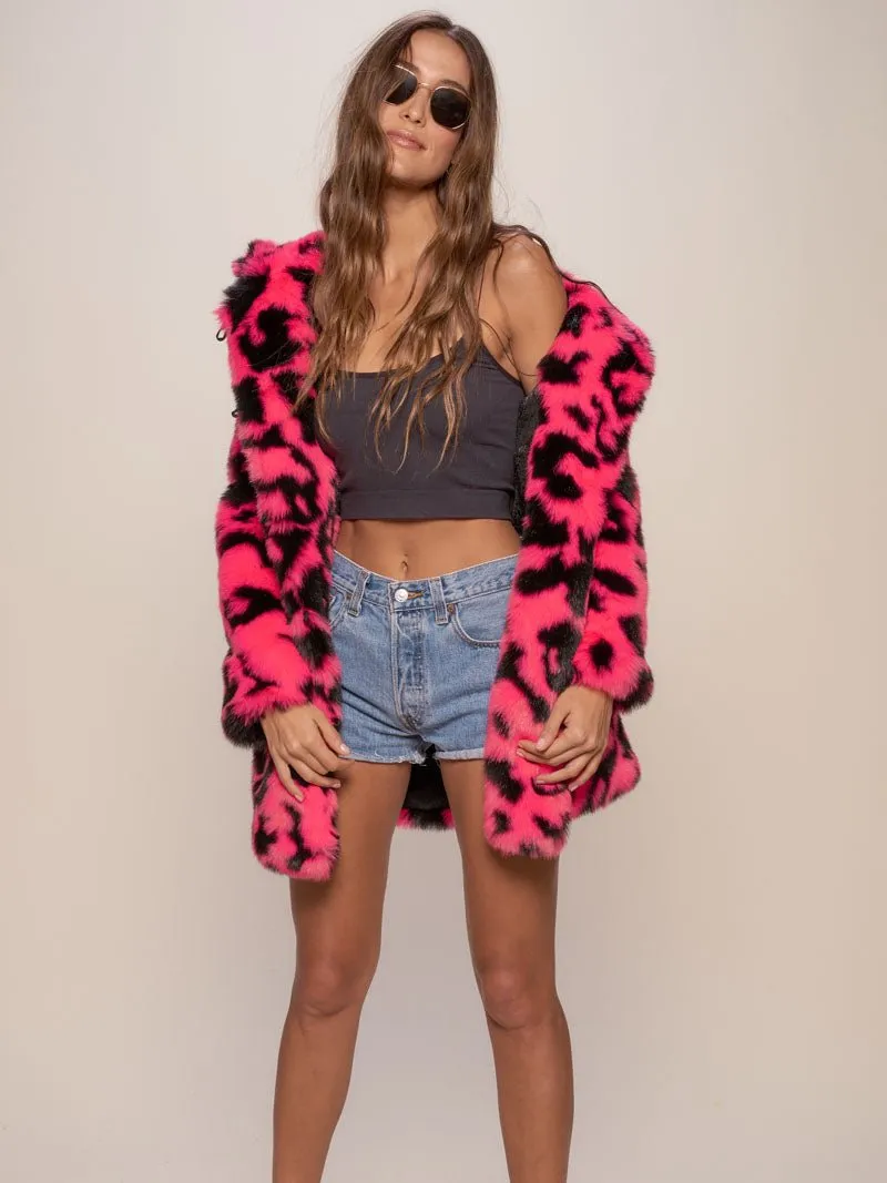 Neon Pink Leopard Classic Faux Fur Coat | Women's