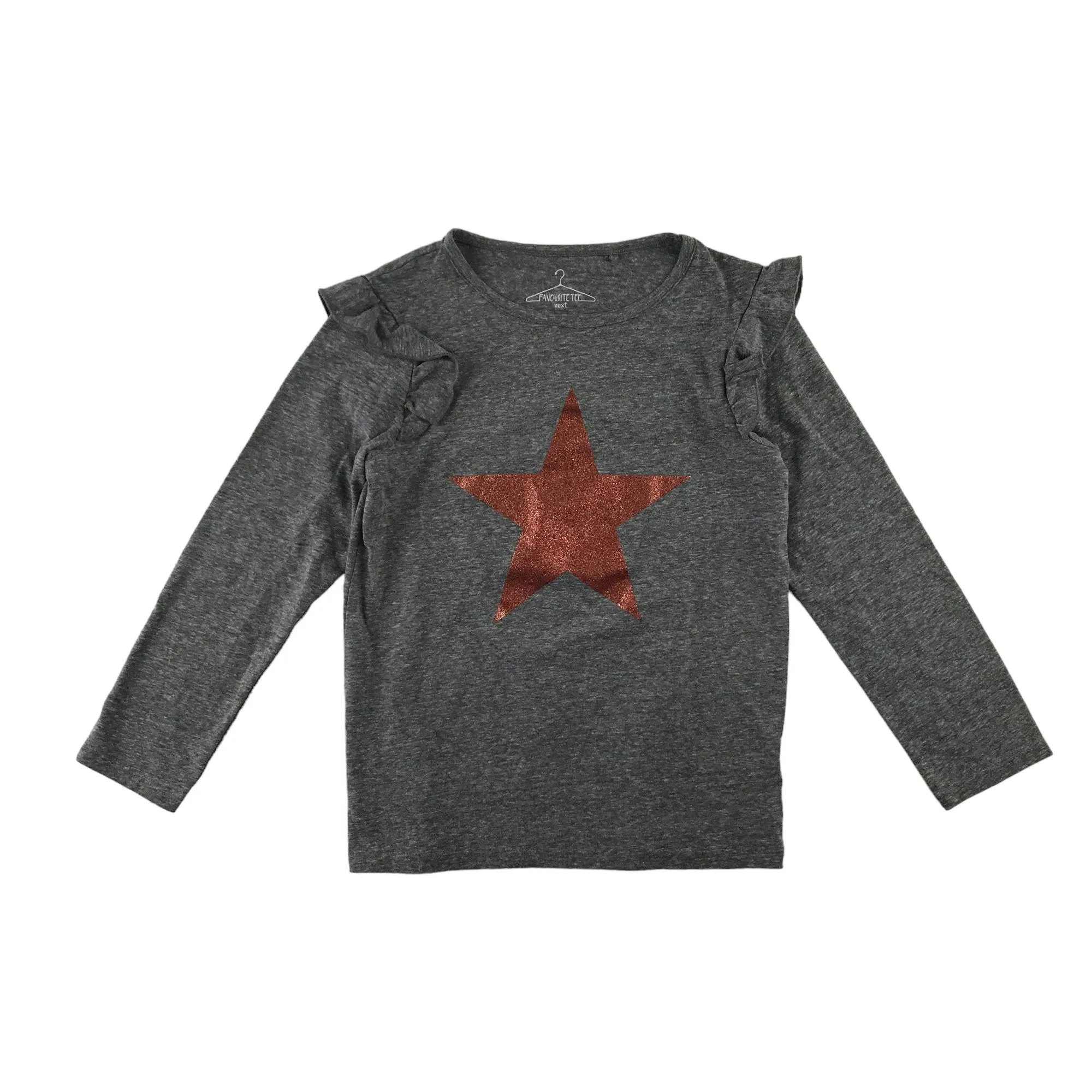 Next t-shirt 8-9 years grey glitter star print long sleeve