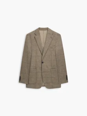 Olivier Slim Fit Jacket in Blue and Neutral Robert Noble Mill Wool Check