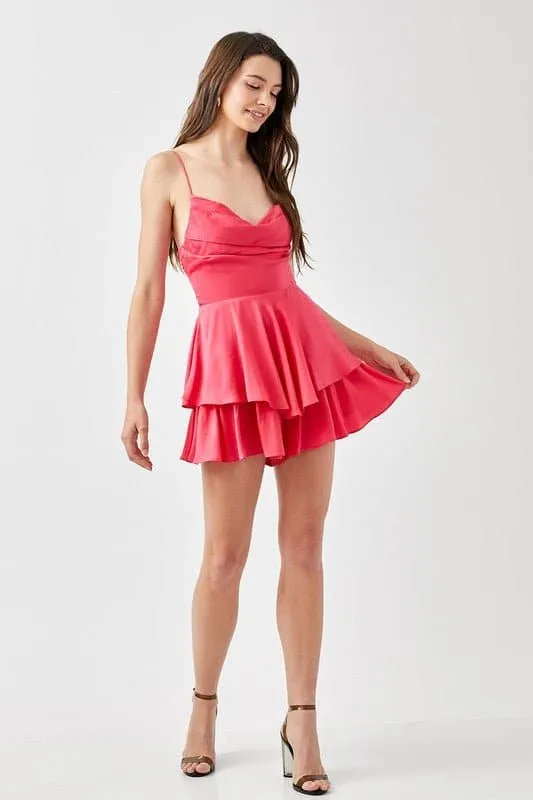 Paradise Pink Cowl Neck Cami Romper