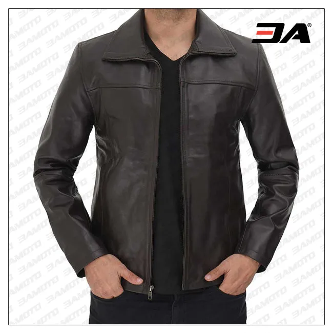 Parrish Cowhide Leather Dark Brown Casual Jacket