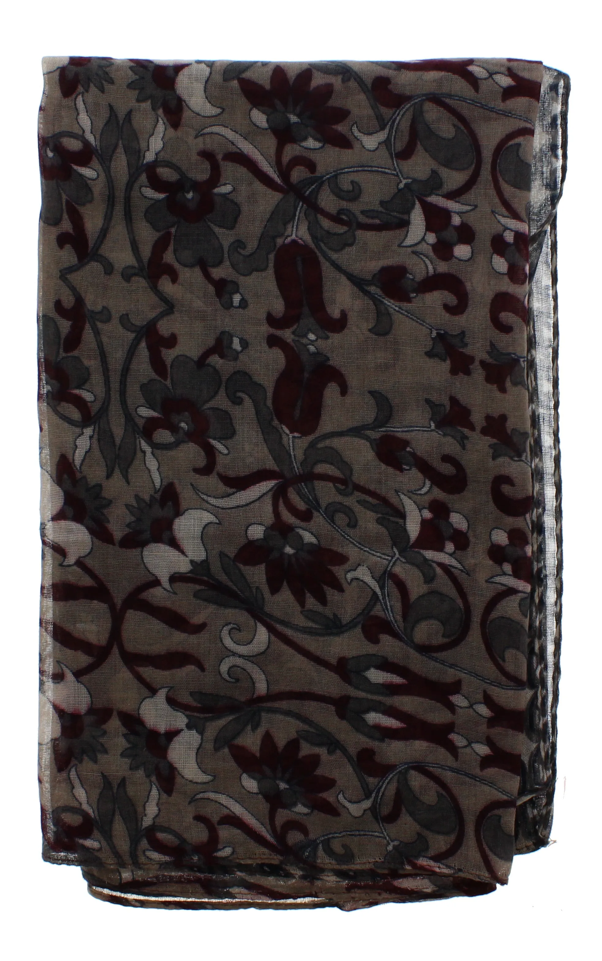 Patterned & Floral Print Scarf with Border