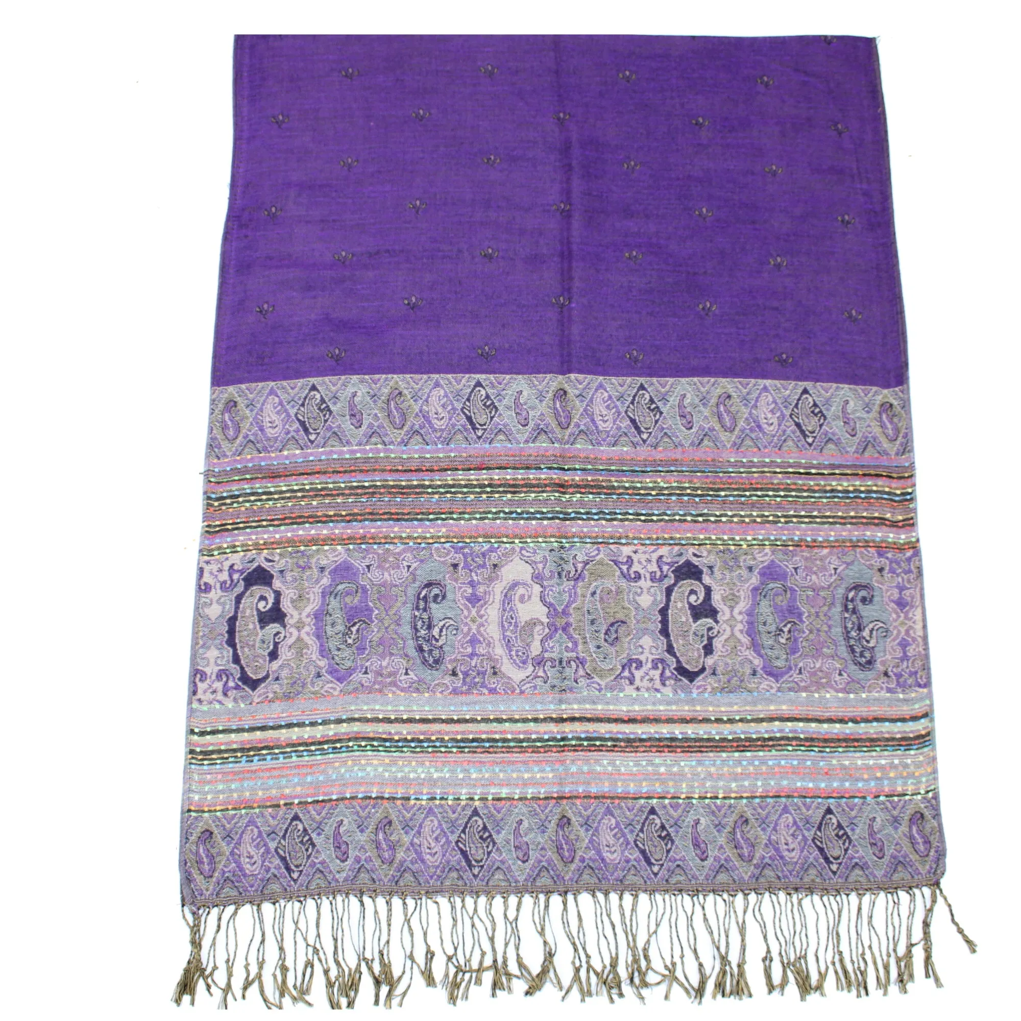 Patterned & Paisley Print Pashmina with Tassels