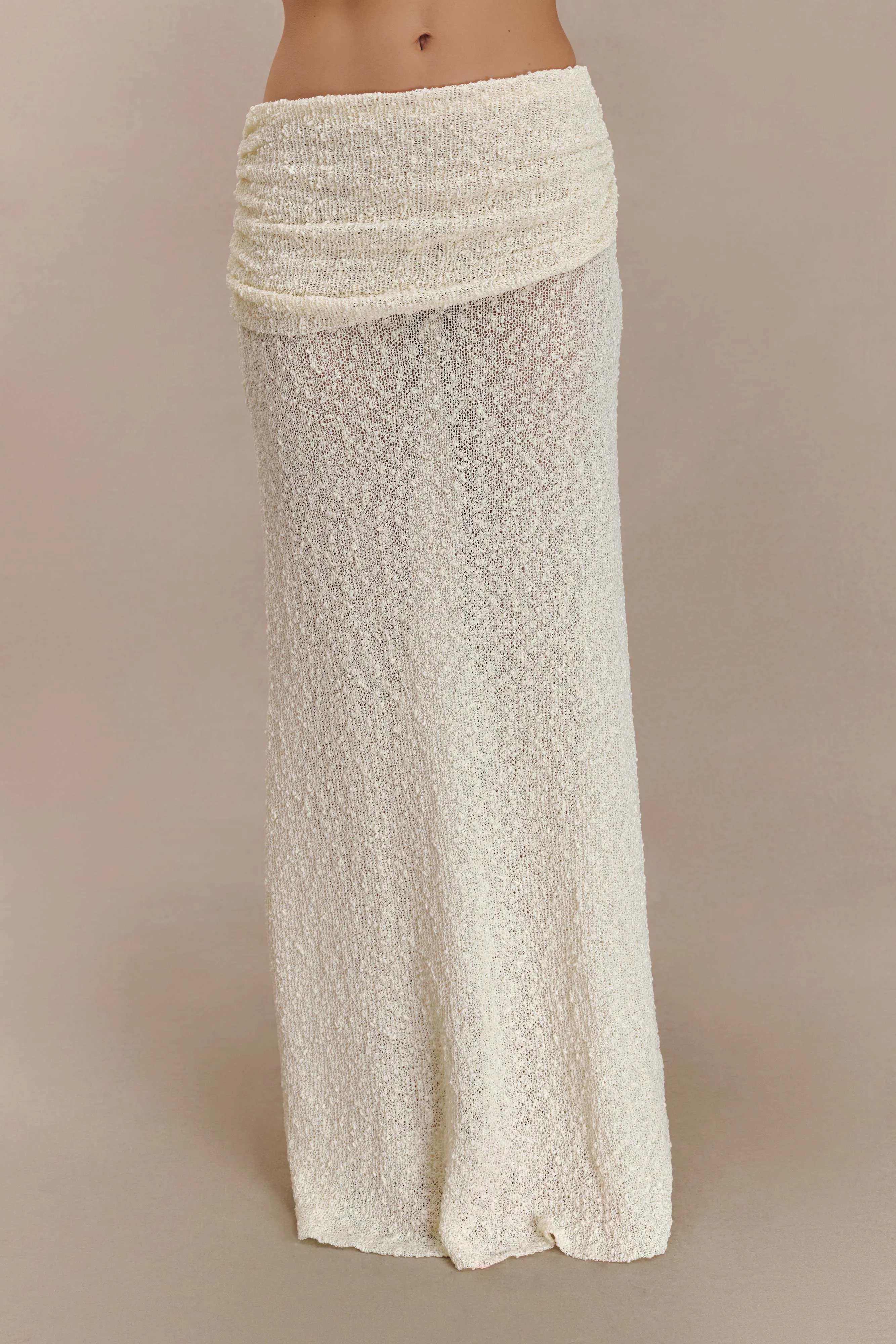 Petra Ruched Knit Maxi Skirt - Ivory