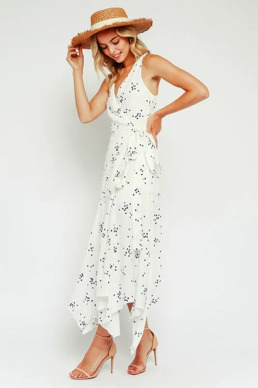 Polka Dot Wrap Maxi Dress