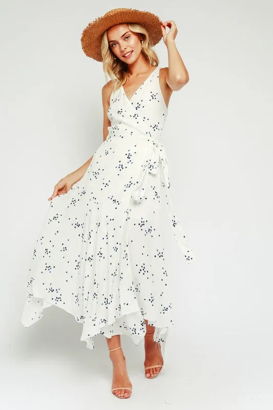 Polka Dot Wrap Maxi Dress