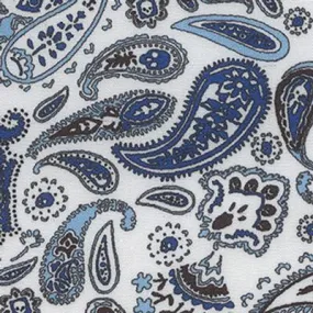 Printed White, Blue and Brown Paisley Classic Custom Shirt