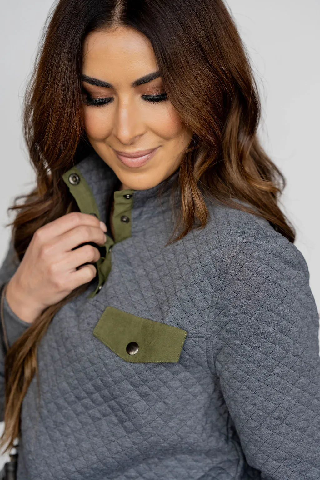 Quilted Single Pocket Pullover