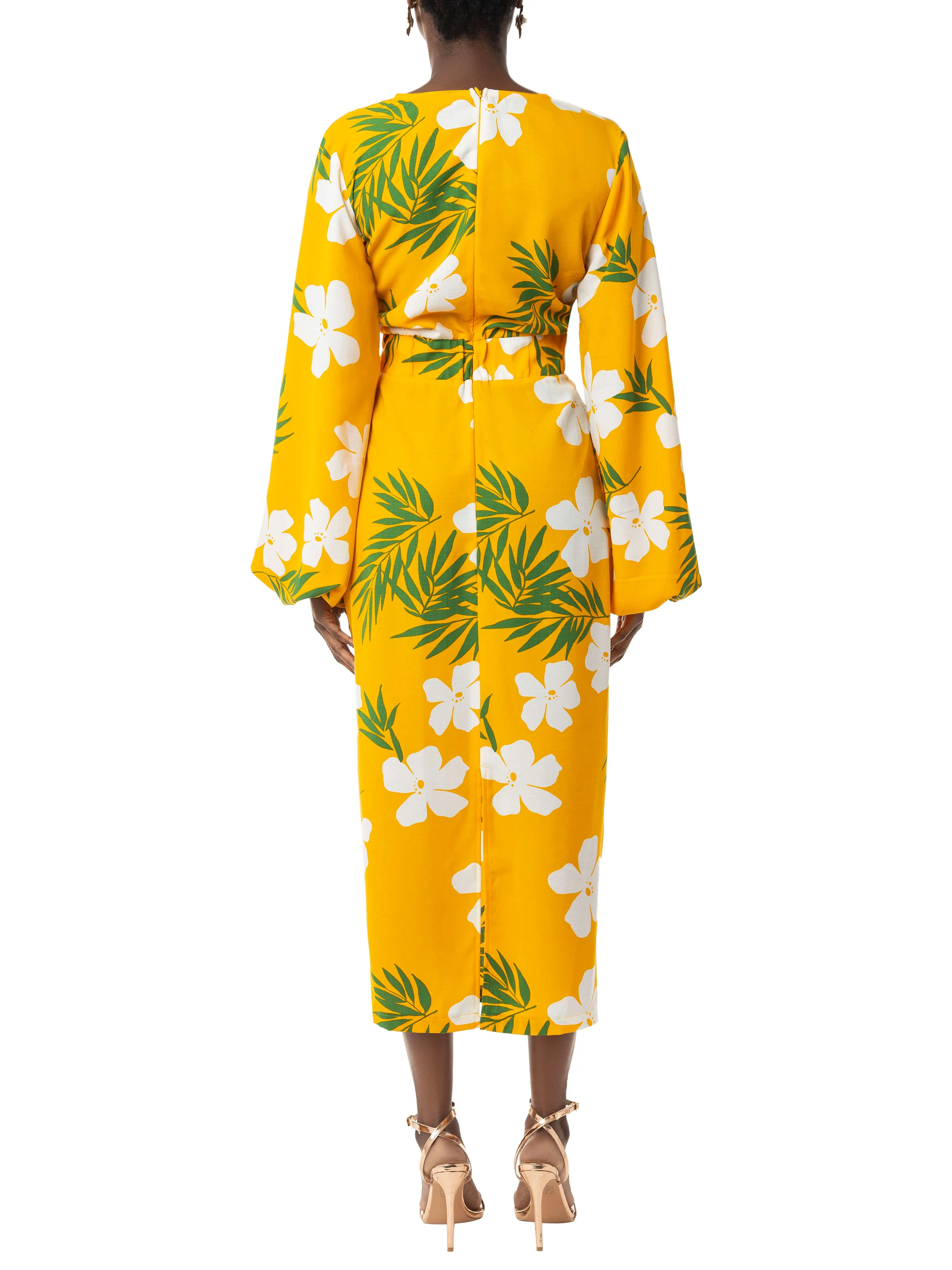 "Chloe" Yellow Tropical Wrap Dress