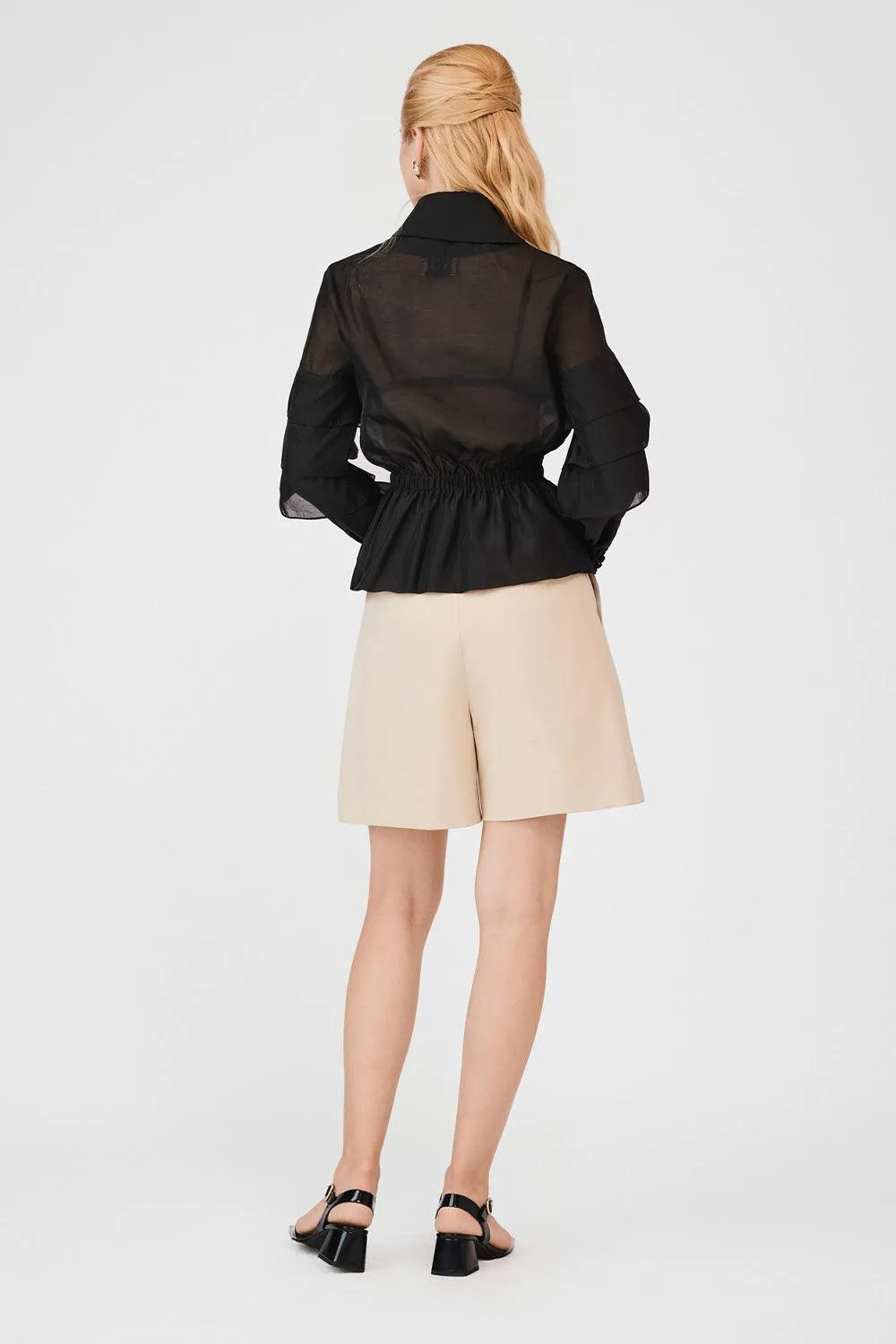 Raelynn Peplum Ruffle Layer Organza Shirt