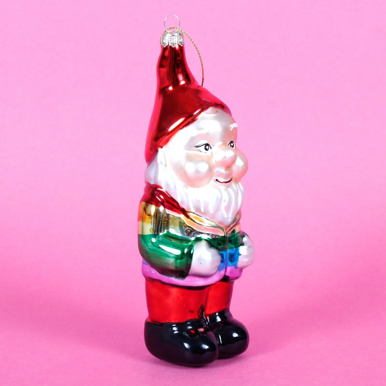 Rainbow Gnome Shaped Bauble Hanging Decoration