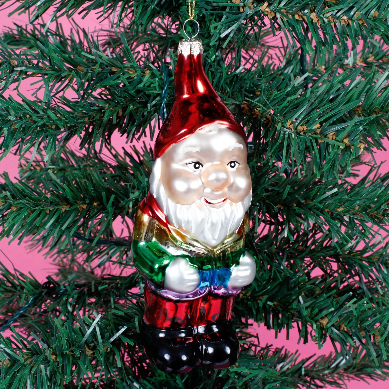 Rainbow Gnome Shaped Bauble Hanging Decoration