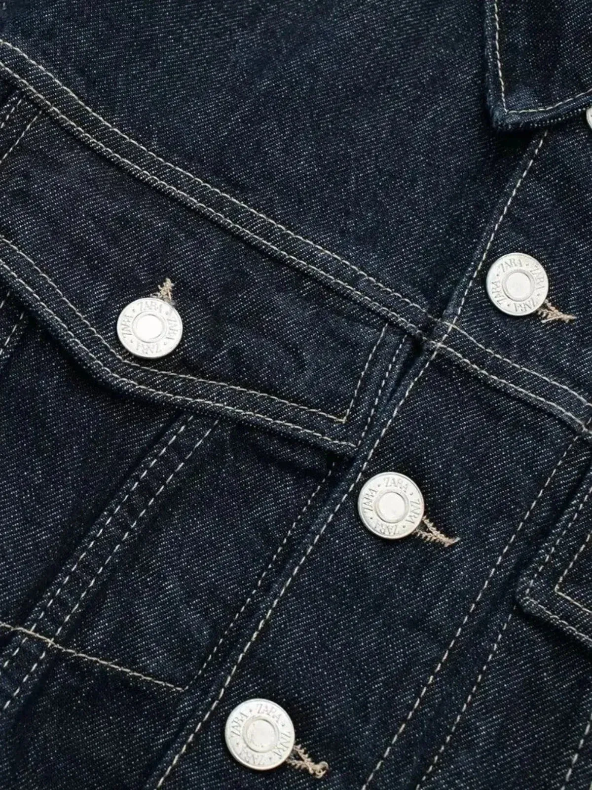 Raw Edge Button-Up Cotton Denim Jacket