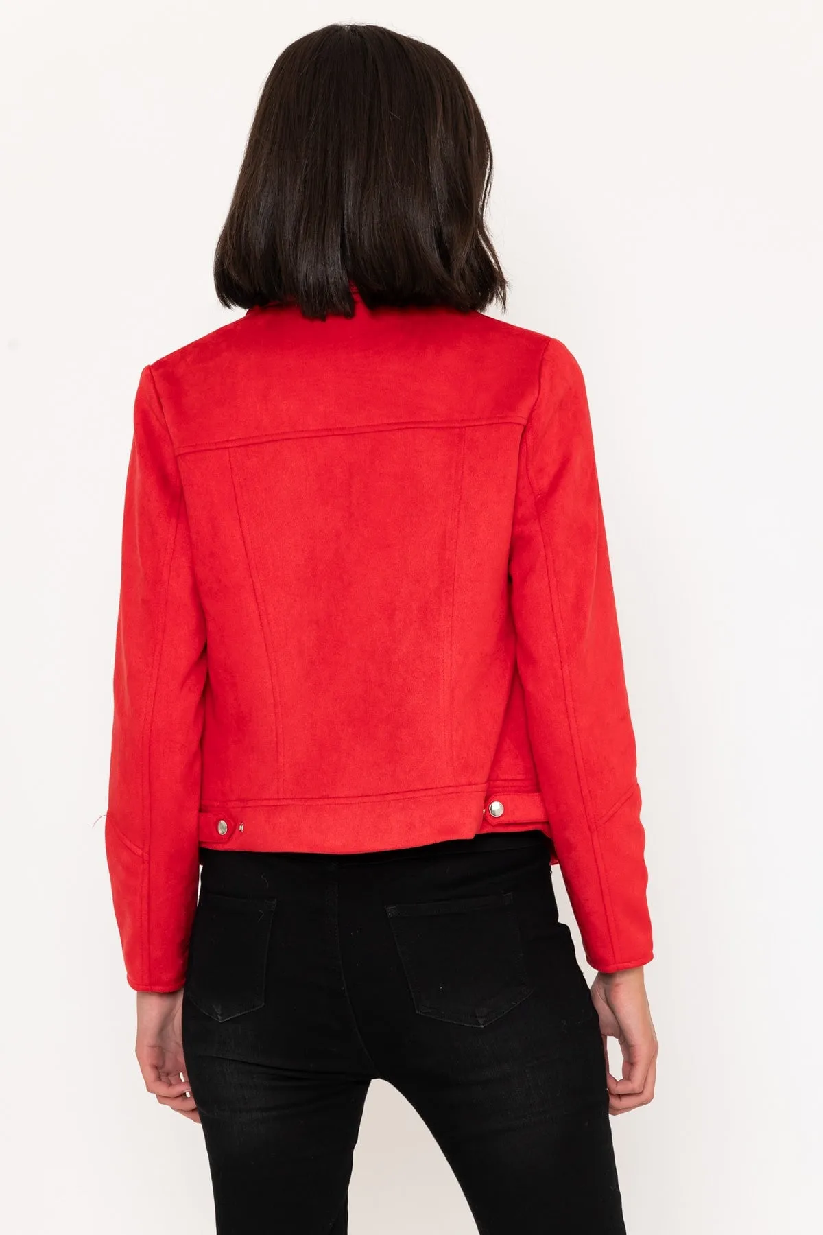 Red Suede Biker Jacket