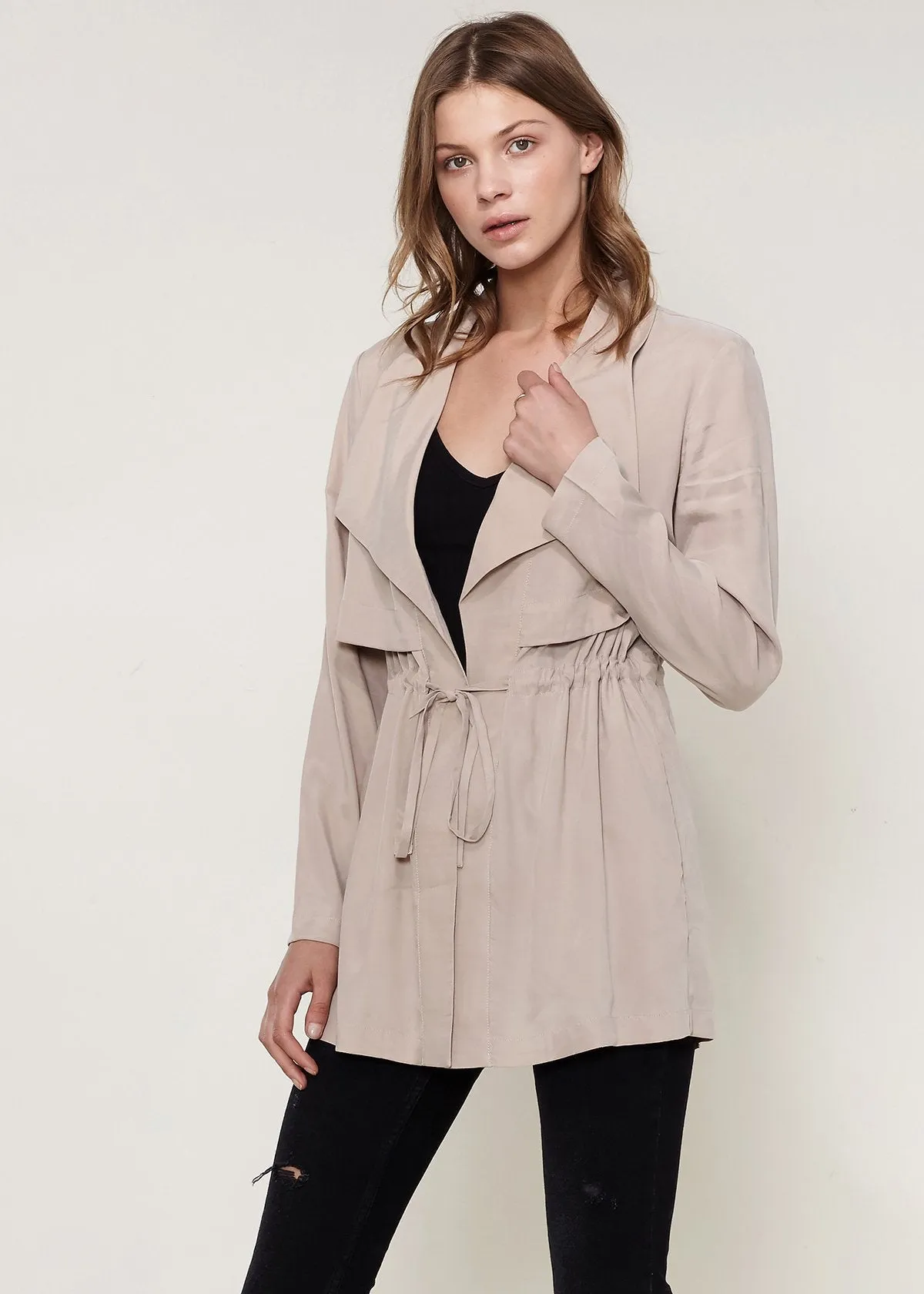 Ro&de Noir Open Front Jacket In Taupe