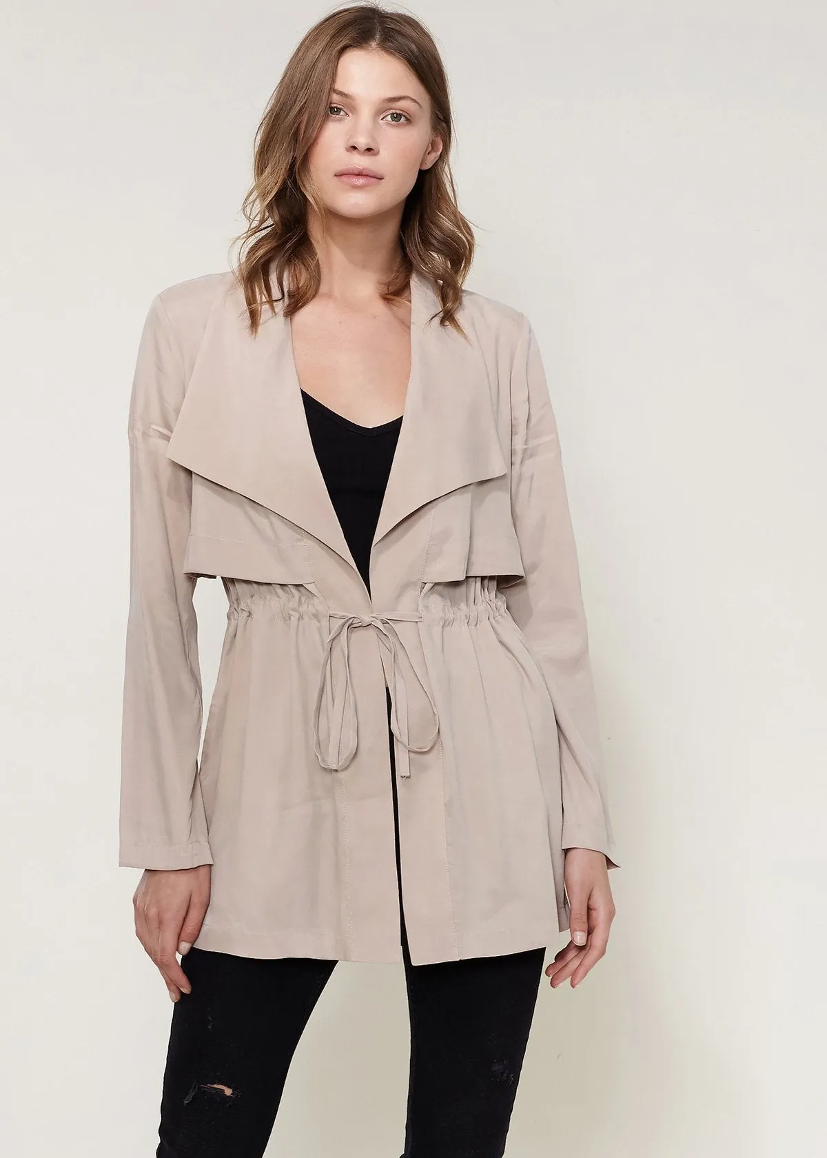 Ro&de Noir Open Front Jacket In Taupe