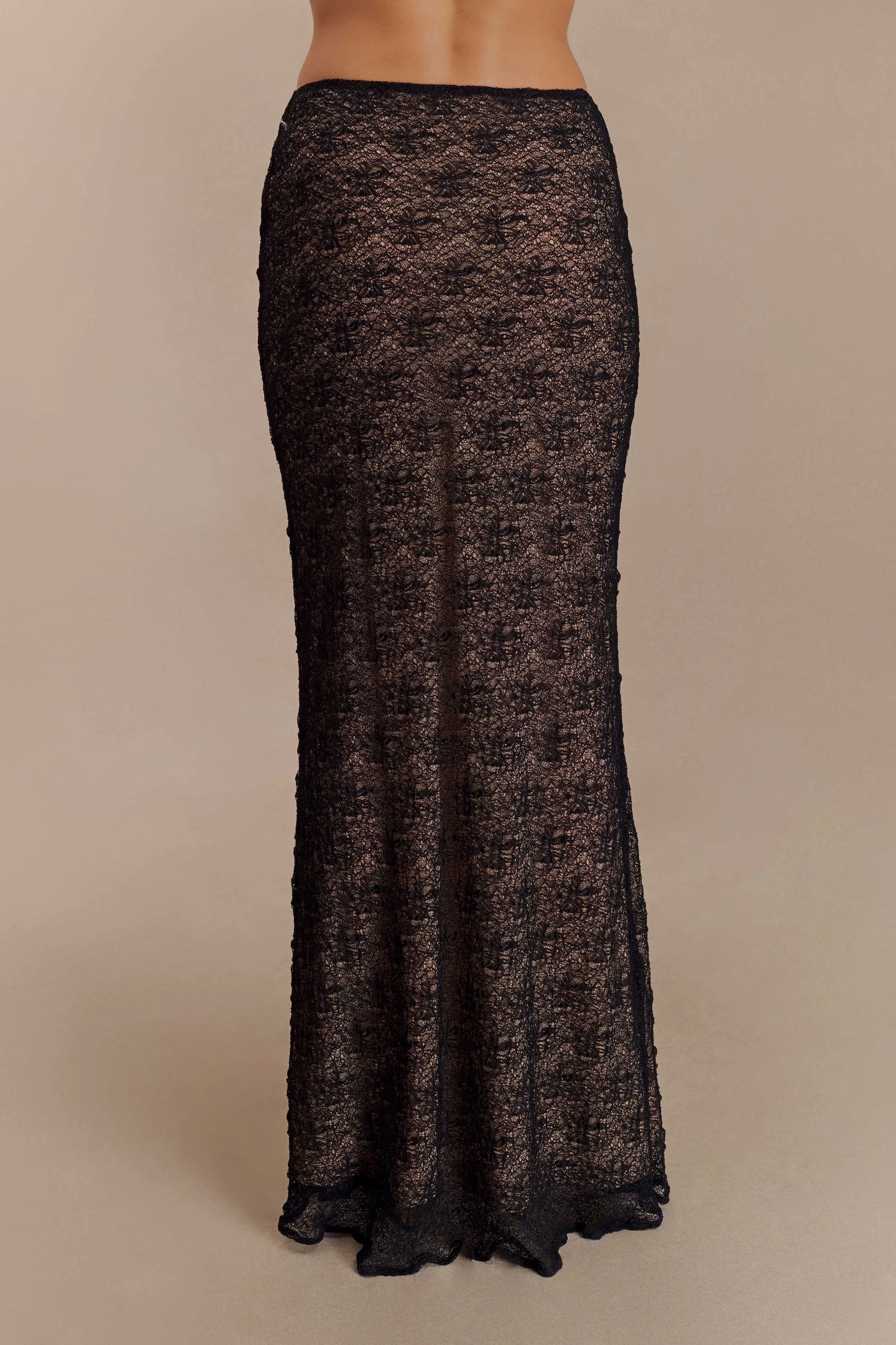 Robyn Sheer Lace Maxi Skirt - Black