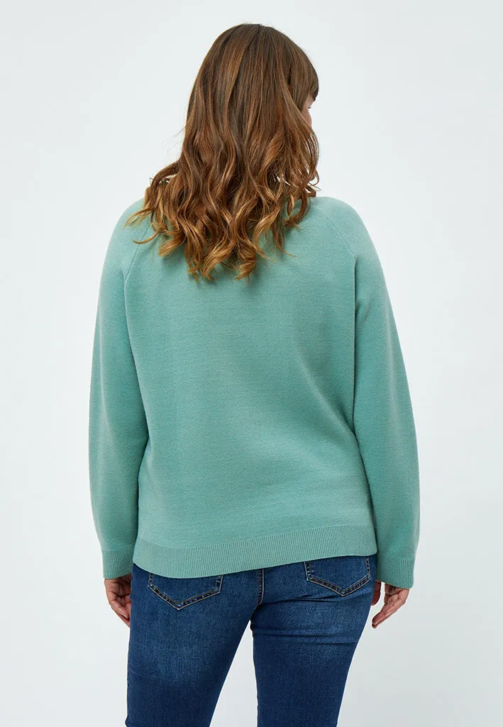 Rosalia Mock Neck Knit Pullover Curve - Feldspar Green