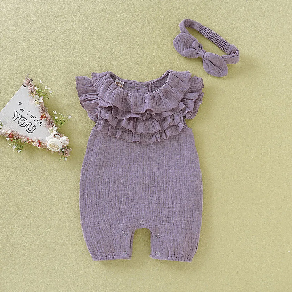 Ruffled Romper with headband d1