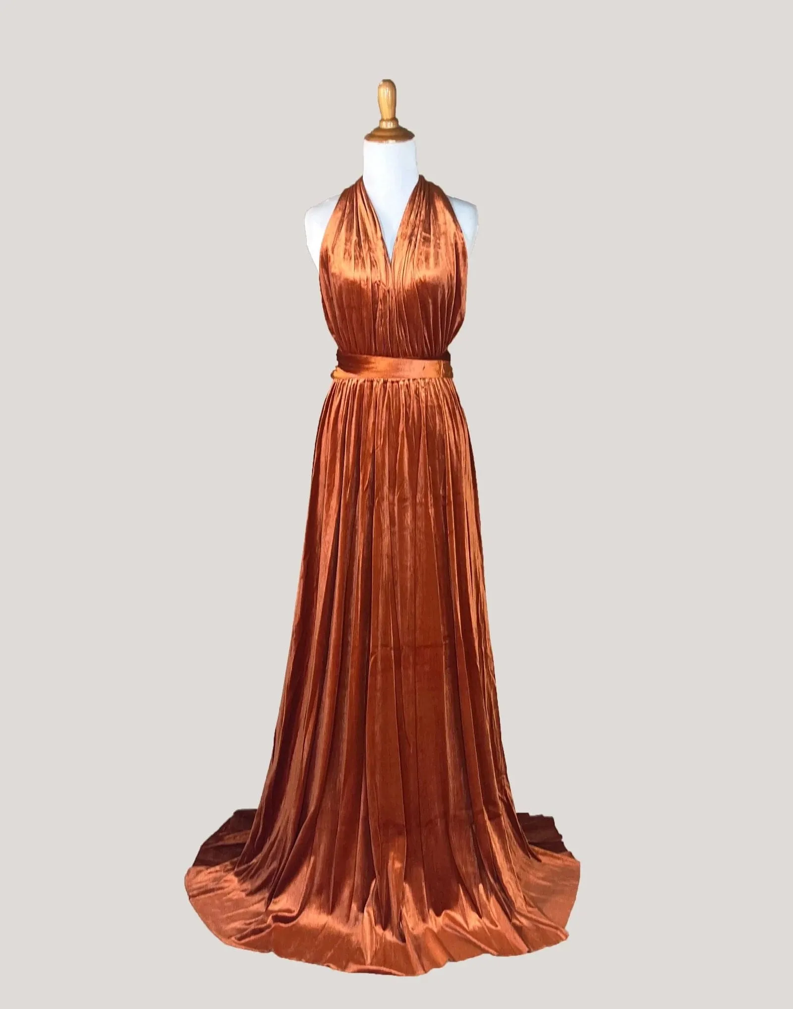 Rust Velvet Infinity Dress/ Wrap Convertible Bridesmaid Dress,Y25-45