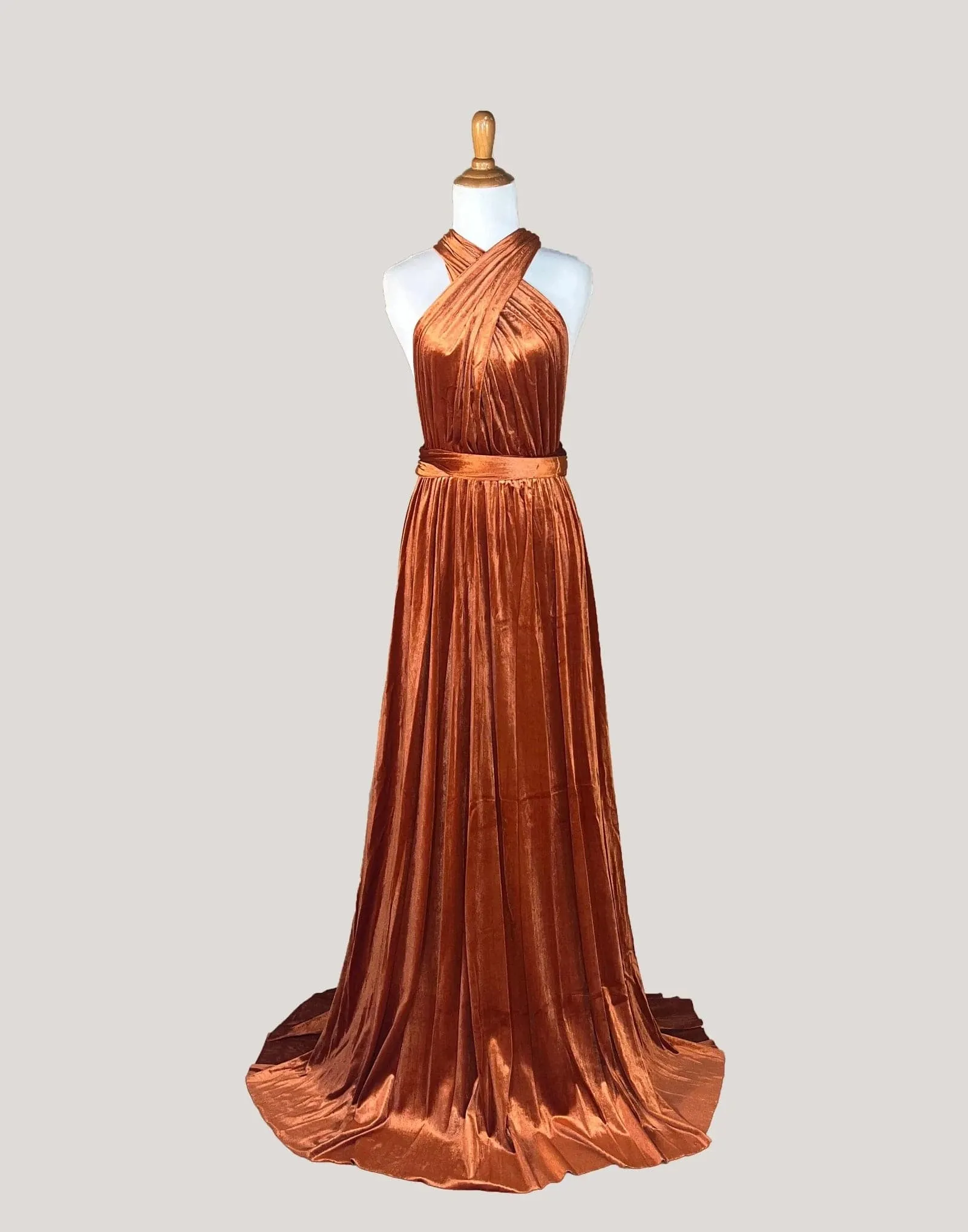 Rust Velvet Infinity Dress/ Wrap Convertible Bridesmaid Dress,Y25-45