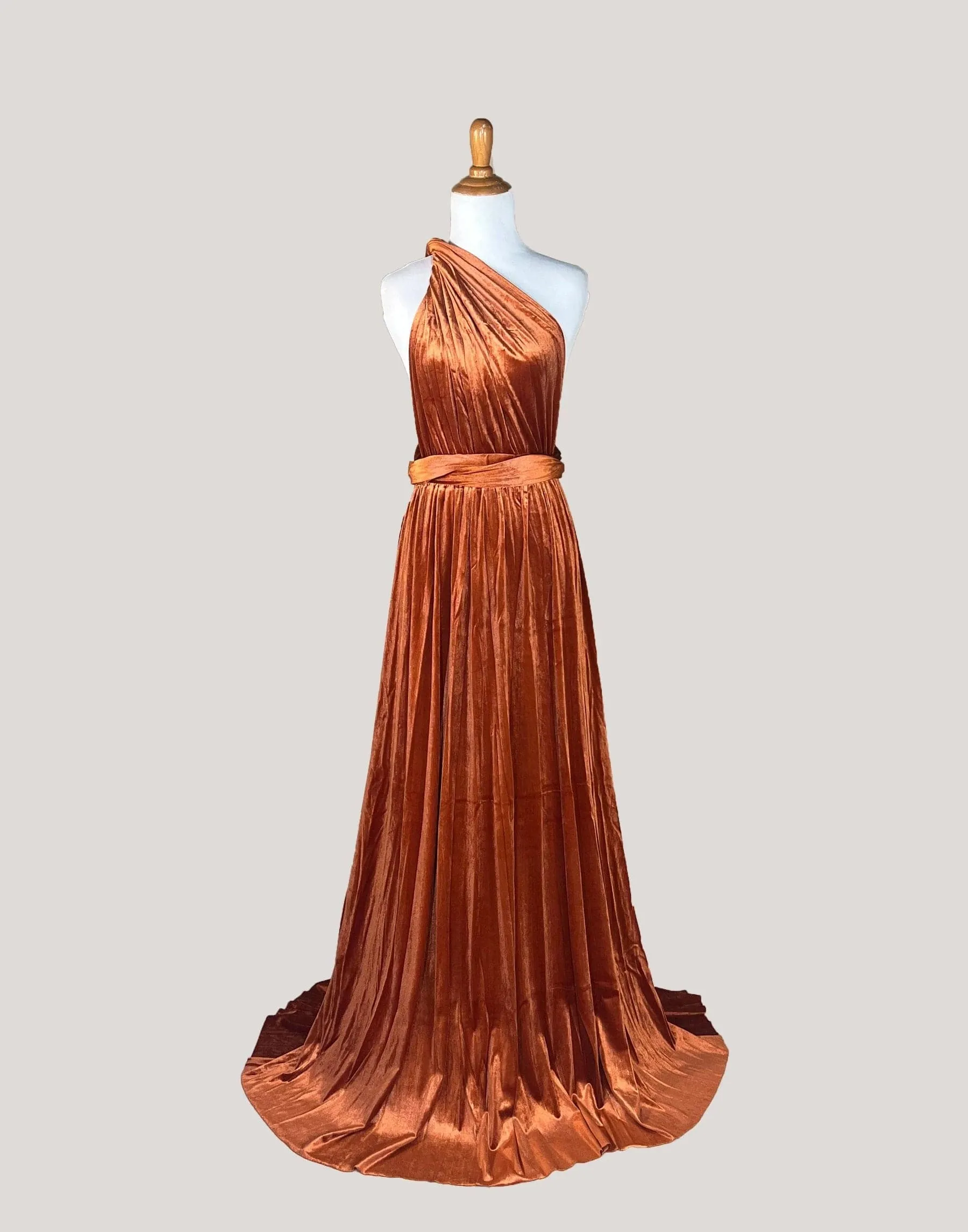 Rust Velvet Infinity Dress/ Wrap Convertible Bridesmaid Dress,Y25-45