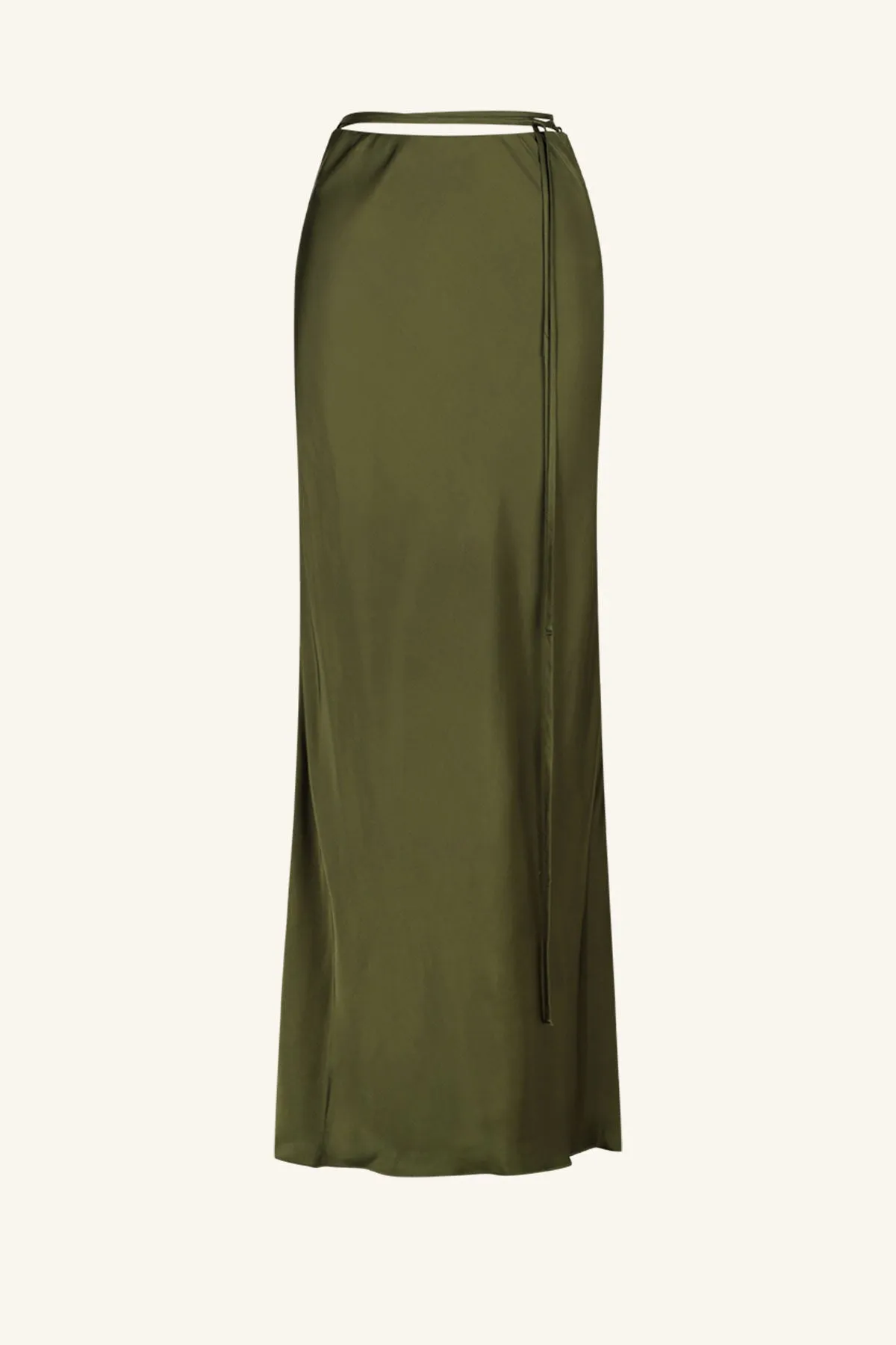 SHAE BIAS TIE MAXI SKIRT - PINE GREEN