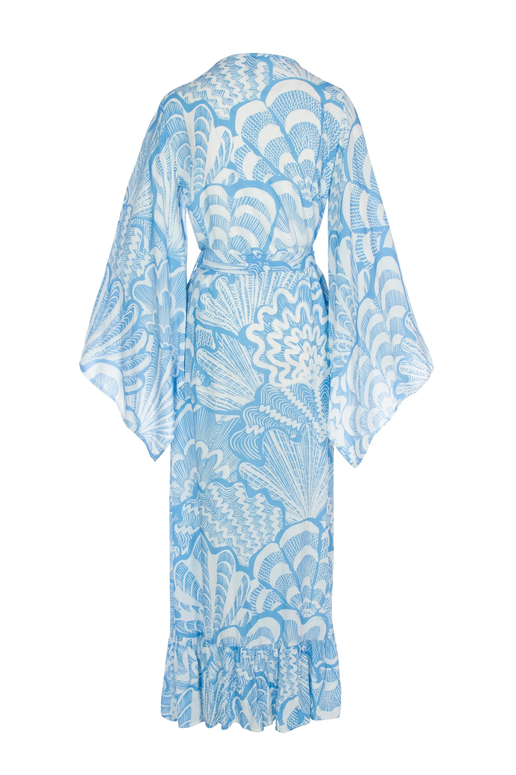 Shellegance Blue Abstract Shells - Coco Wrap Dress