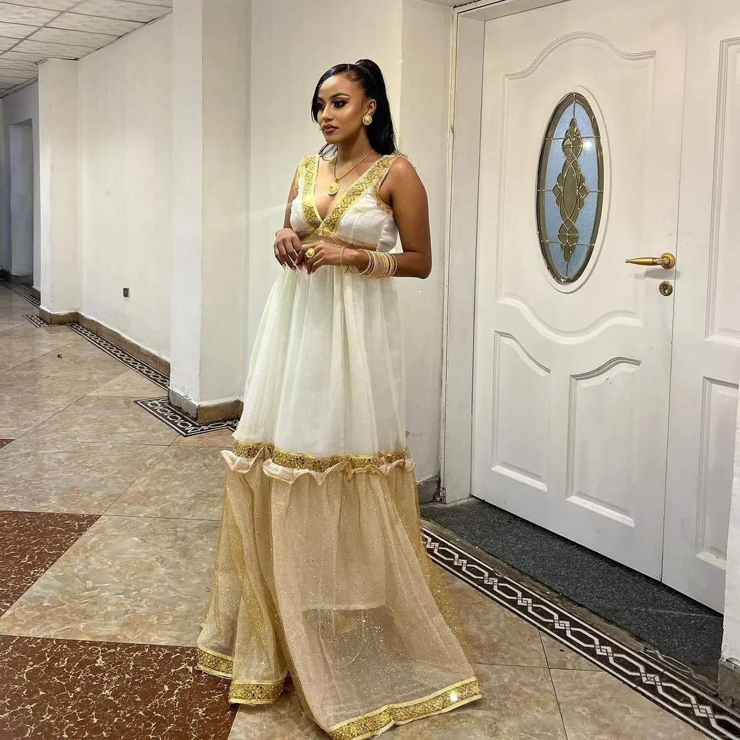 Shiny Modern Elegant Habesha Kemis Simple Habesha Dress