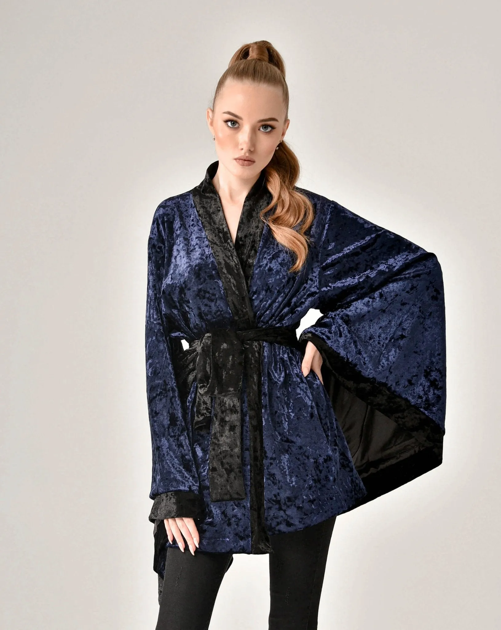 Short Crushed Velvet Kimono