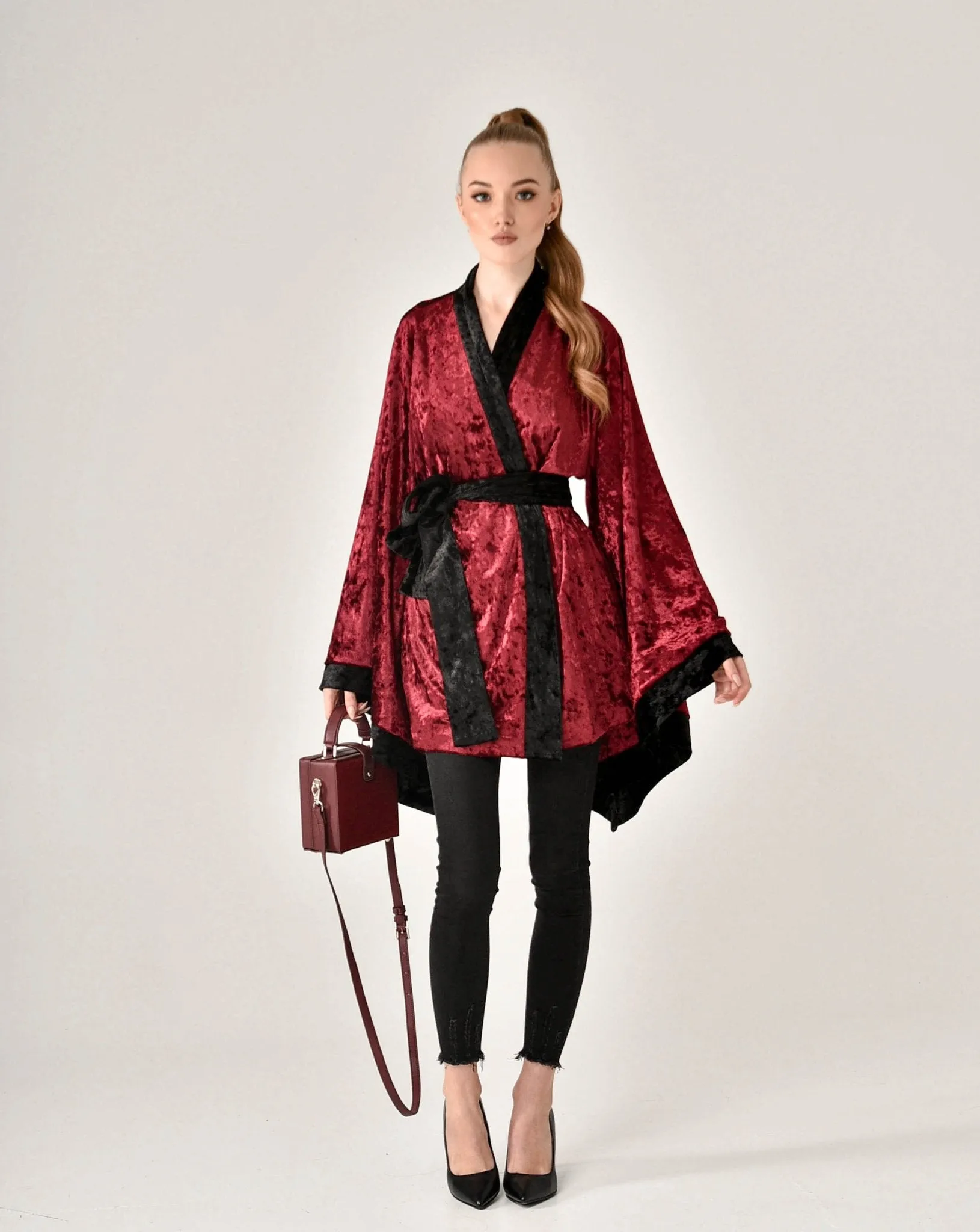 Short Crushed Velvet Kimono