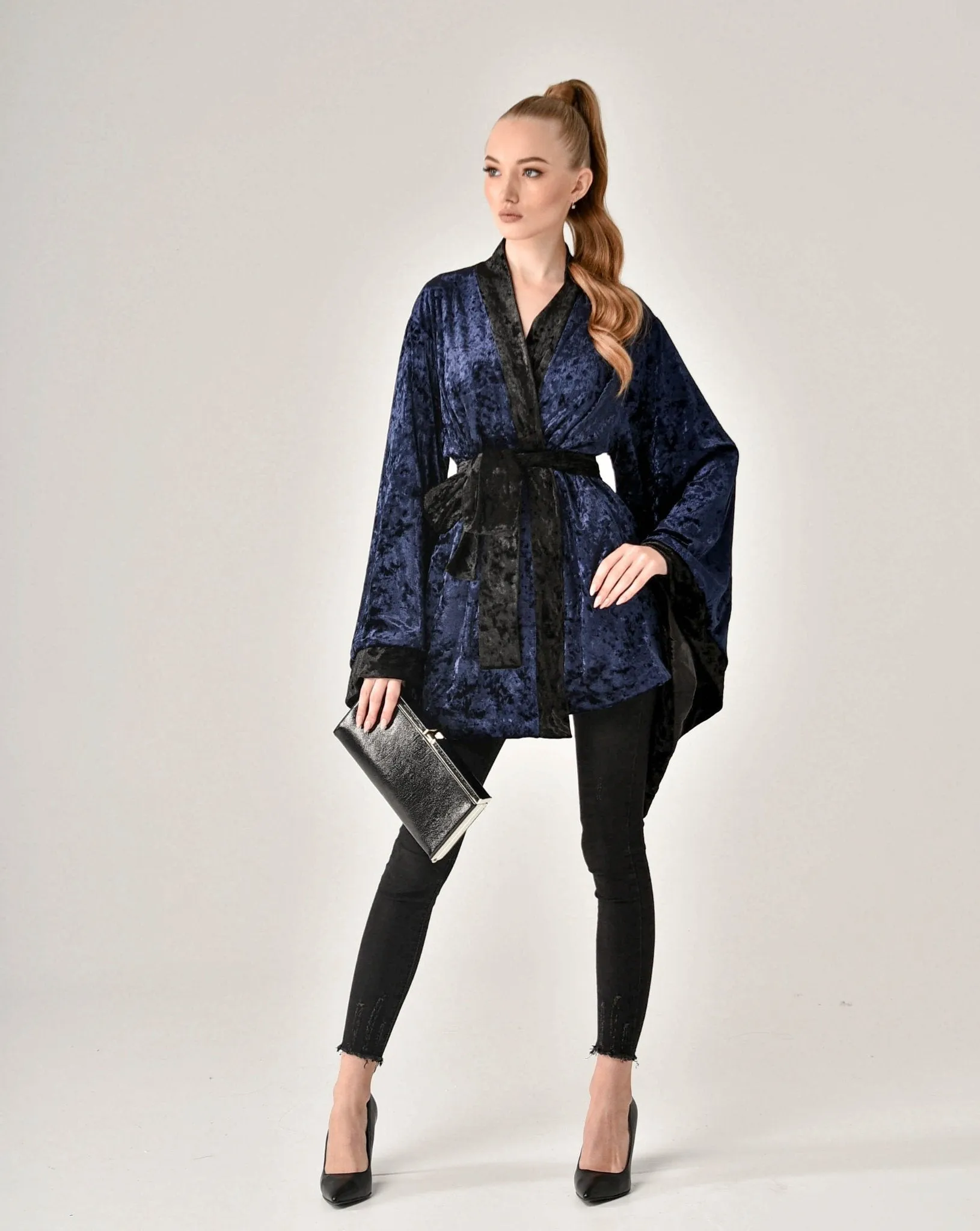 Short Crushed Velvet Kimono