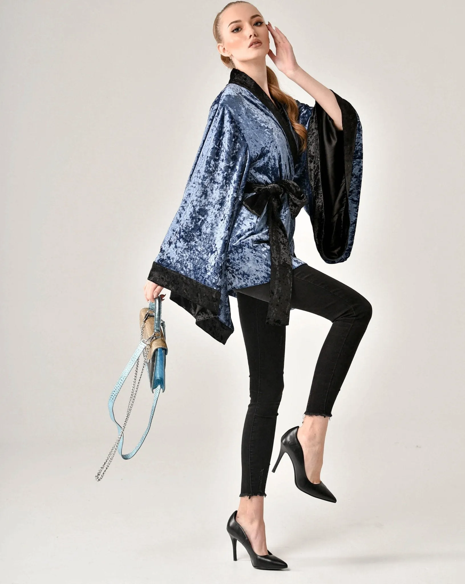 Short Crushed Velvet Kimono