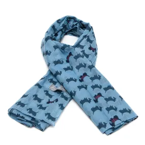 Shruti Blue Cotton Scottie Scarf