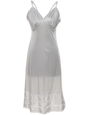 Silver Classic Lace Trim Slip Dress - M